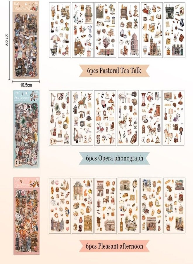 SAMVARDHAN Vintage Aesthetic Sticker - 36 Sheets Retro Themed Decorative Stickers for Scrapbook, Journal, Crafts & DIY Projects, Photo Album Sticker, Pack of 6 (Travel, Coffee, Books, Music & More) - Image 3